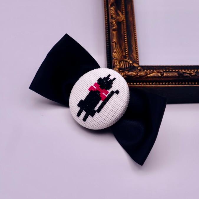 黒猫 ハロウィン くるみボタン クロスステッチ刺繍 | 6枚目